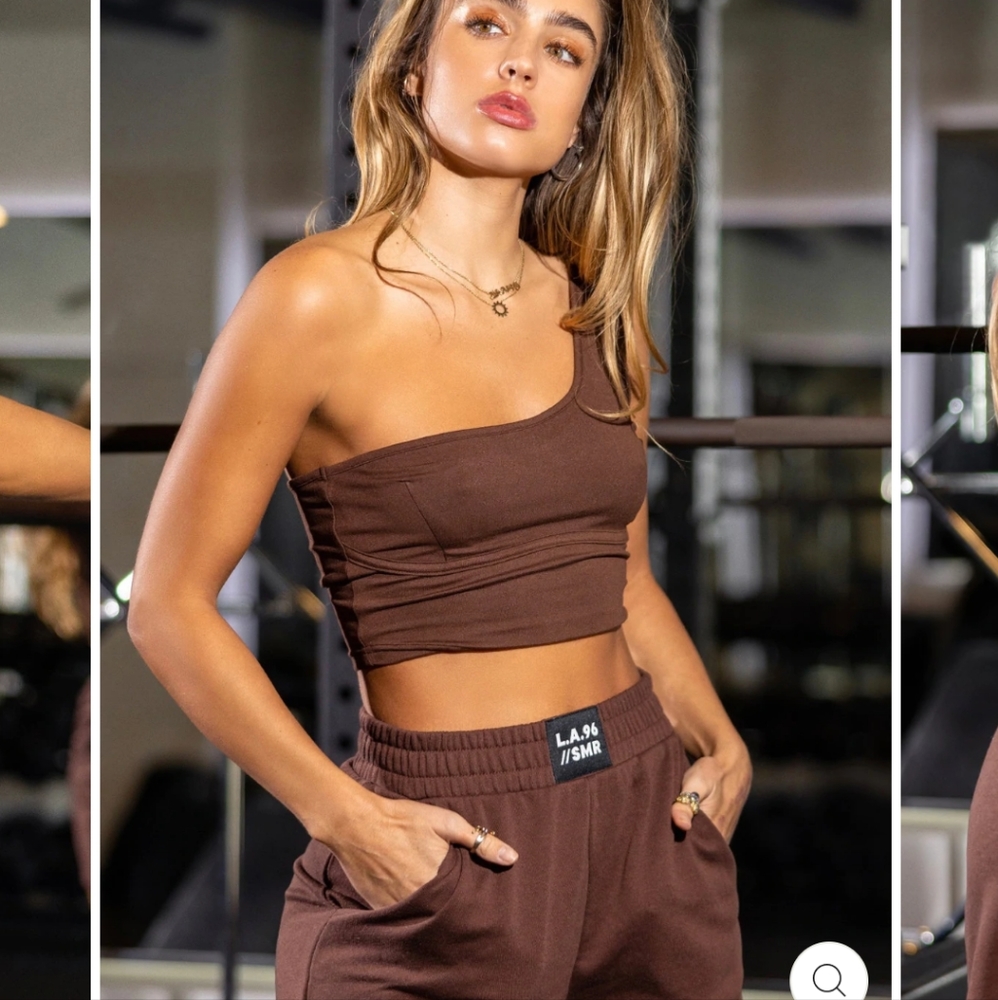 One Shoulder Brown Bustier